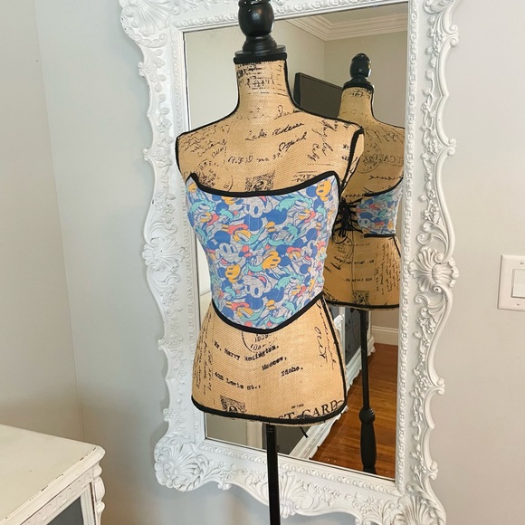 New York Couture One of Kind Pastel MICKEY MOUSE Boned Corset Crop Top - Picture 6 of 7